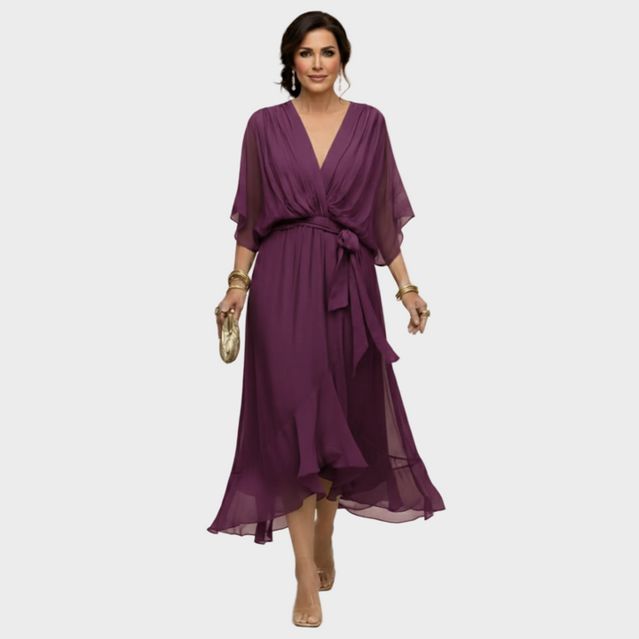 Monica | Robe en mousseline à col en V