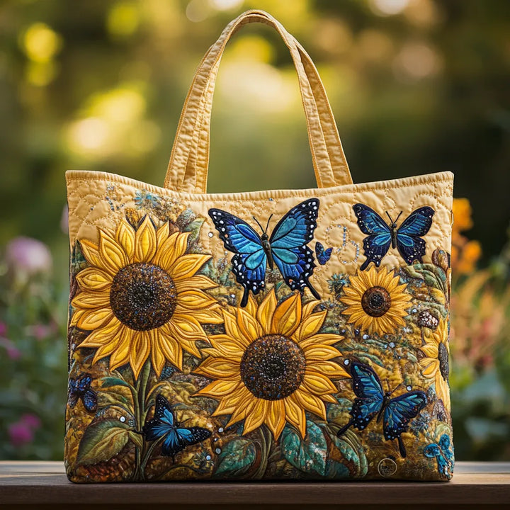 SAC MATELASSÉ | SUNFLOWERS AND BLUE BUTTERFLIES