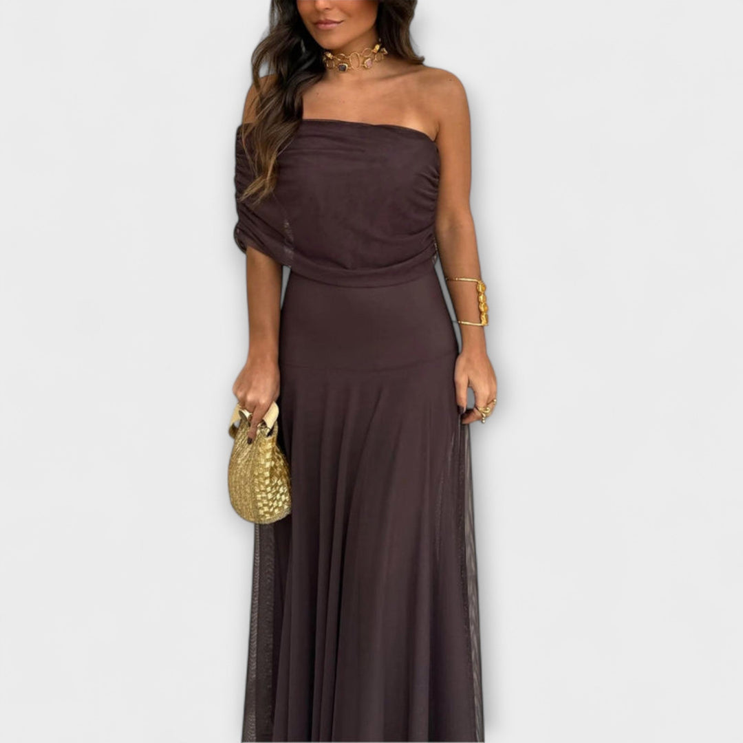 Meadow | Robe maxi en mesh Toledo à une épaule