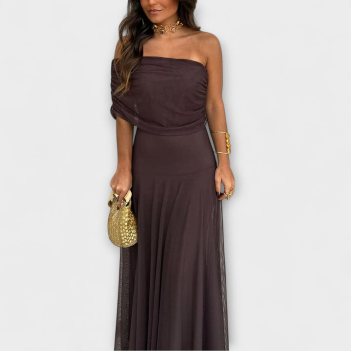 Meadow | Robe maxi en mesh Toledo à une épaule