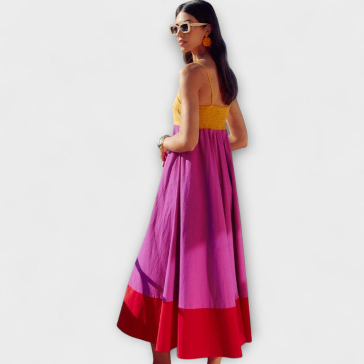 Robe colorblock à fines bretelles