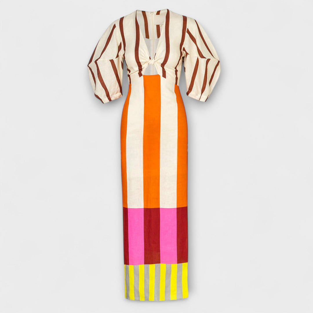 Kaya | Robe maxi à découpe devant et manches bouffantes
