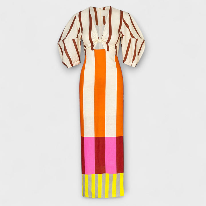 Kaya | Robe maxi à découpe devant et manches bouffantes