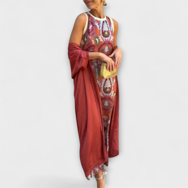 Selviane - Robe longue avec cardigan assorti