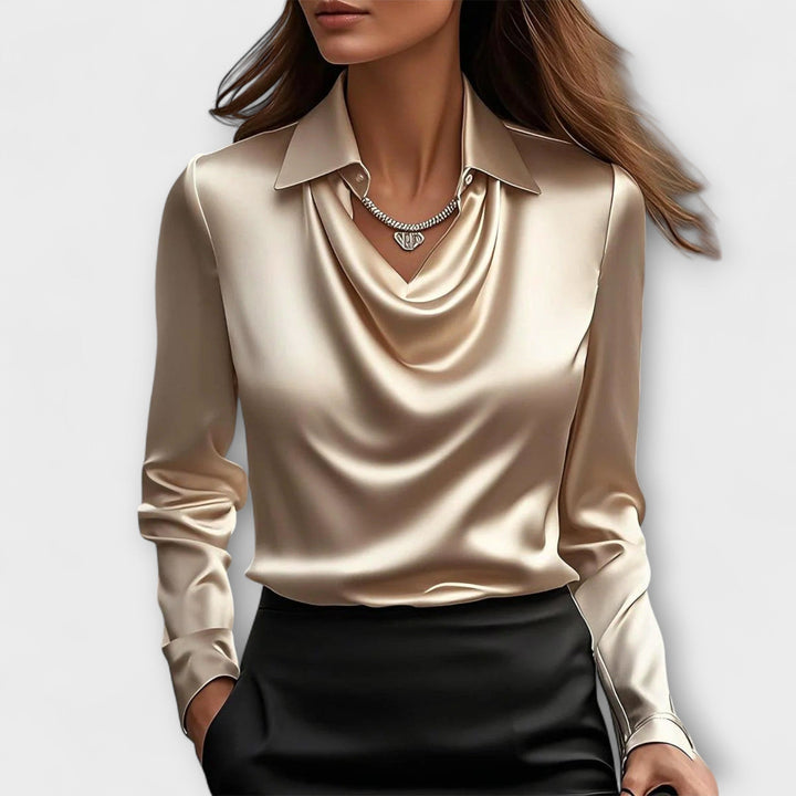 Meli - Blouse brillante à col froncé