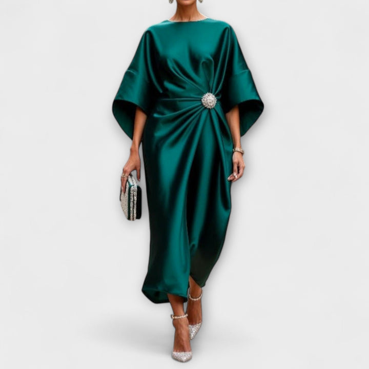 Robe longue satin scintillante de luxe