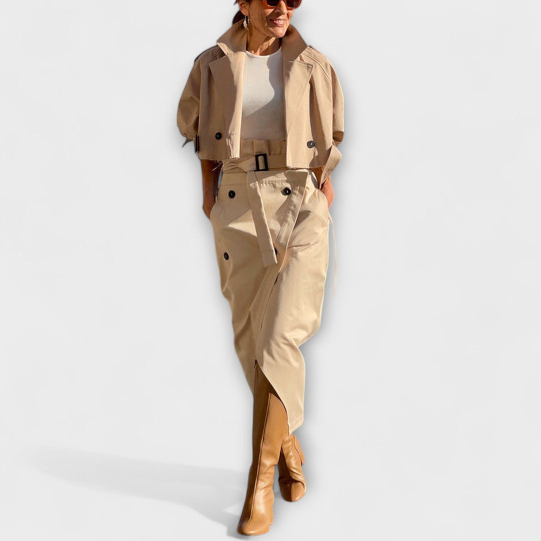 Lyra - Élégante veste et jupe midi avec poches