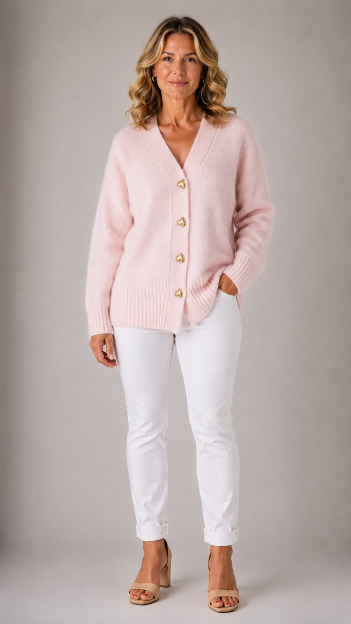 HAZEL | CARDIGAN À BOUTONS CŒUR