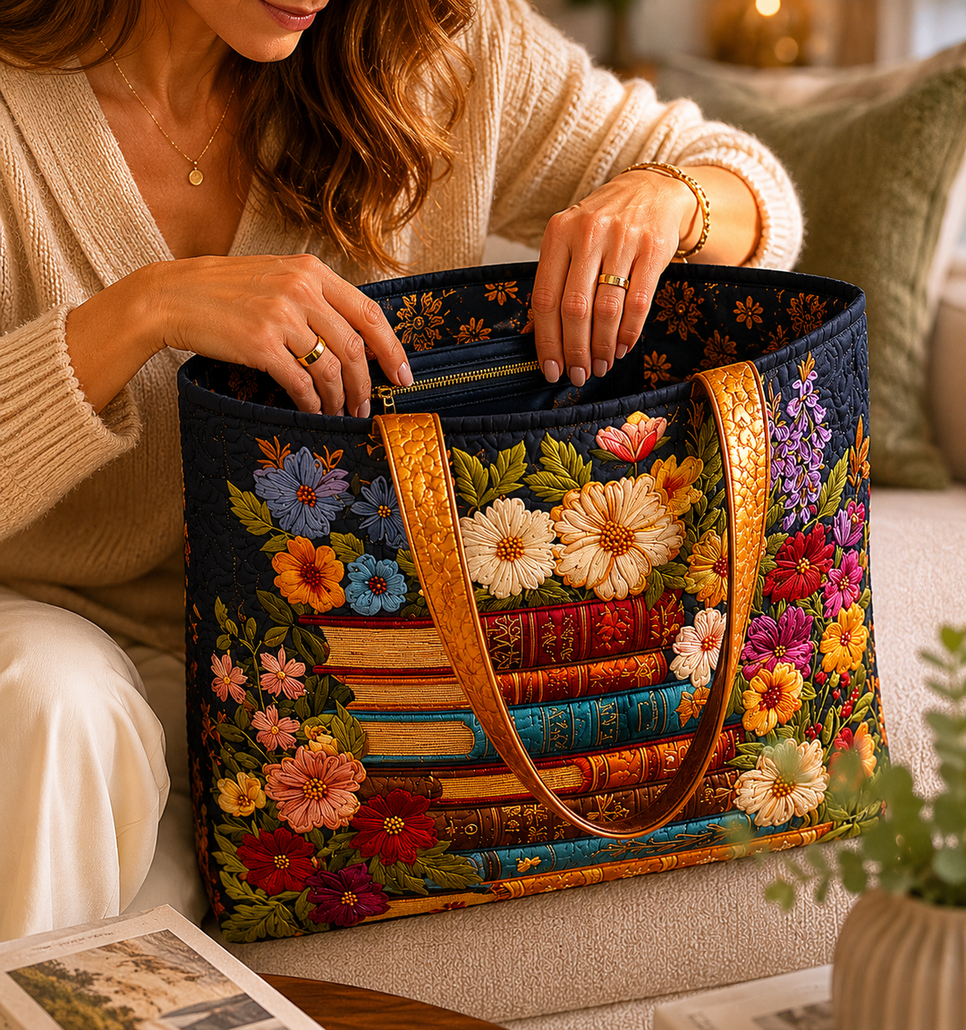 SAC MATELASSÉ | FLORAL ET LIVRES
