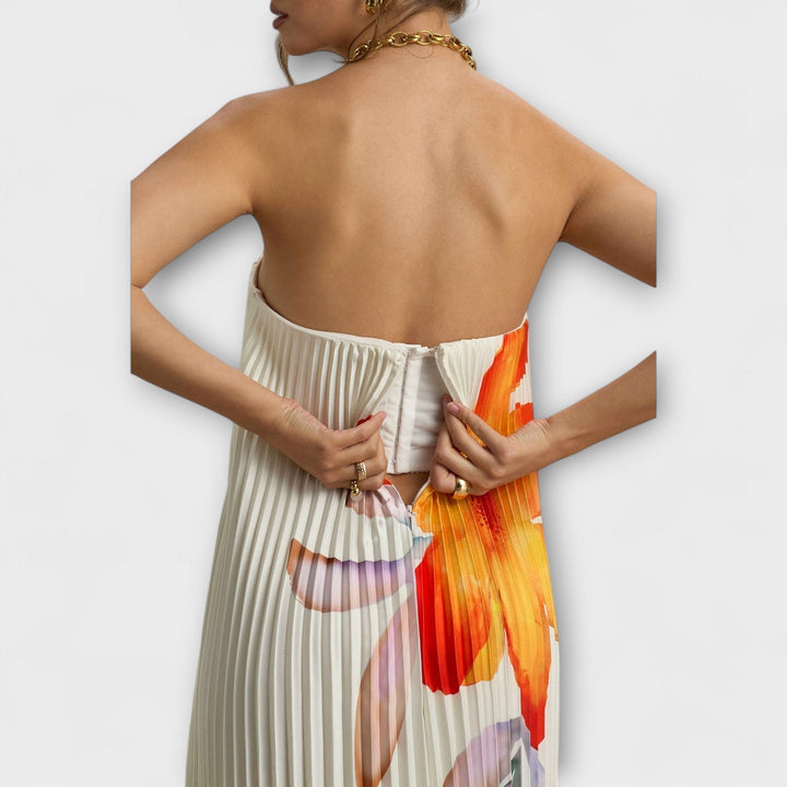 Michelle - Robe maxi cœur en orange fleuri