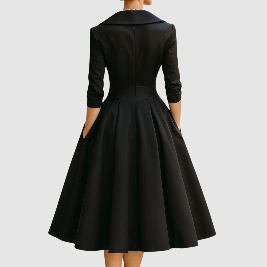 Adela | Robe midi effet portefeuille à col