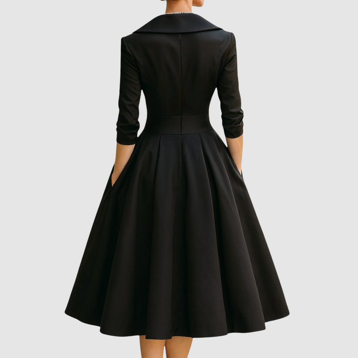 Adela | Robe midi effet portefeuille à col