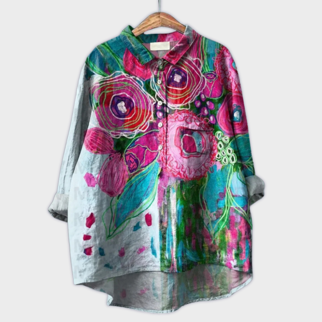 Magdalena - Blouse faite main pour femme à design floral