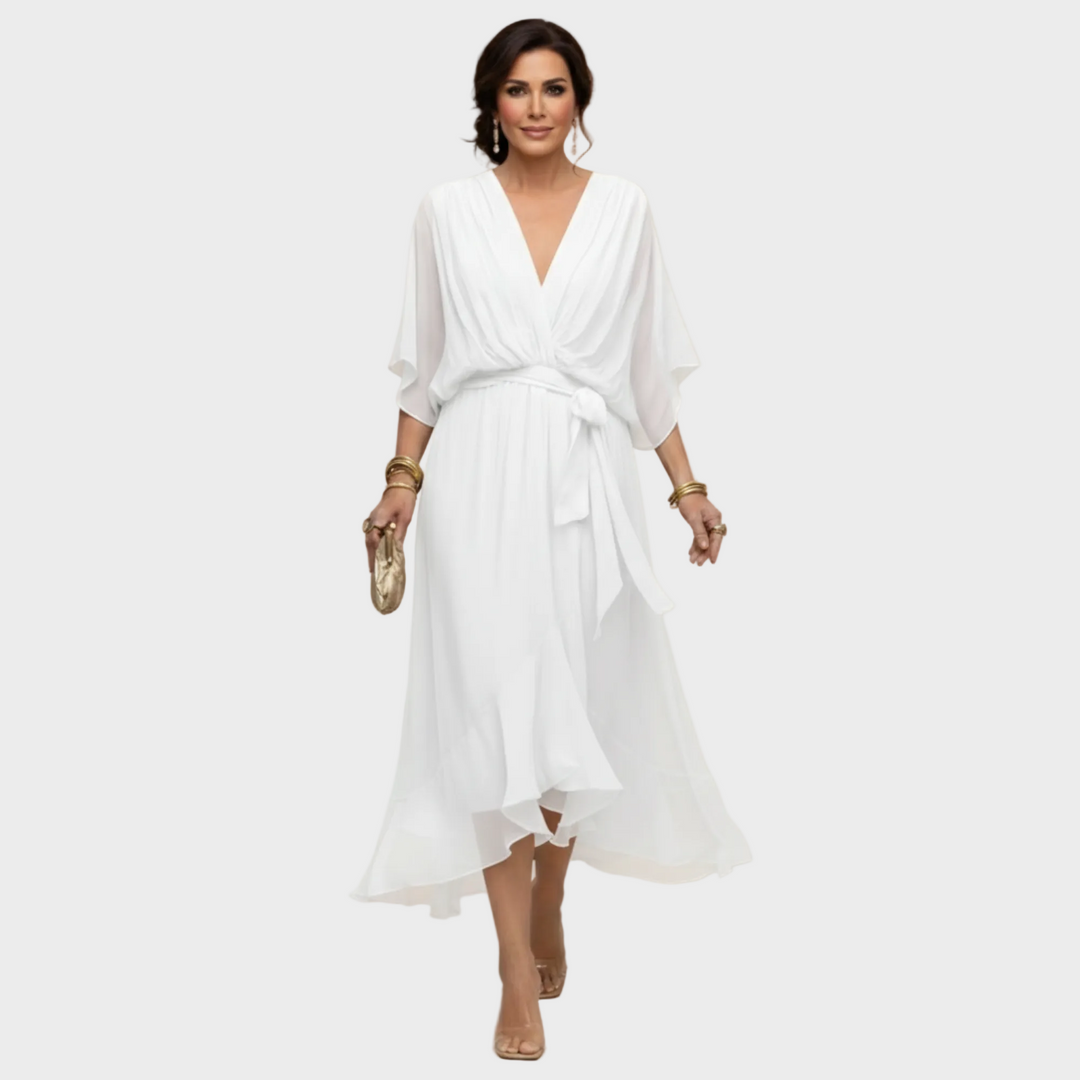 Monica | Robe en mousseline à col en V