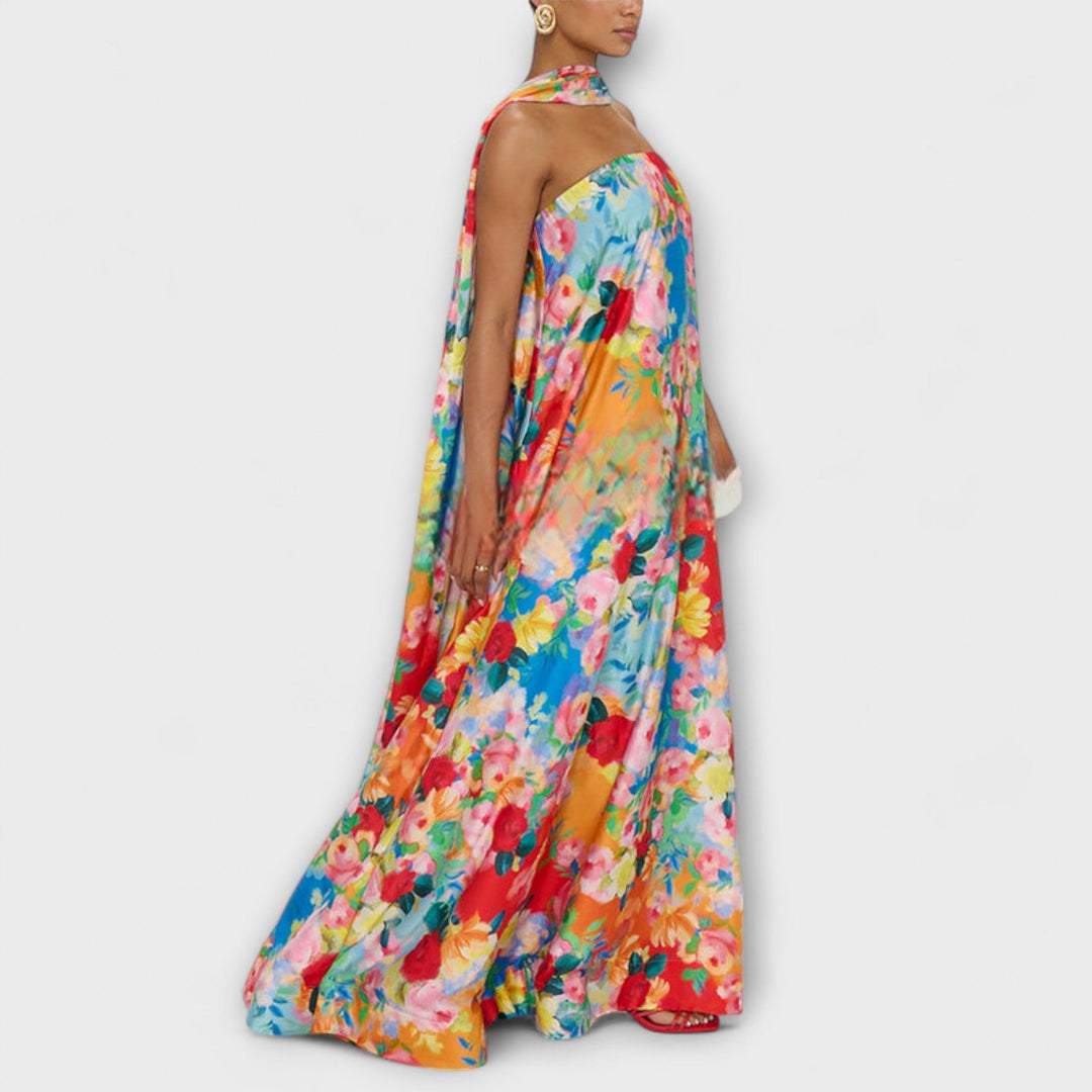 Harlow - Robe maxi florale épaules dénudées