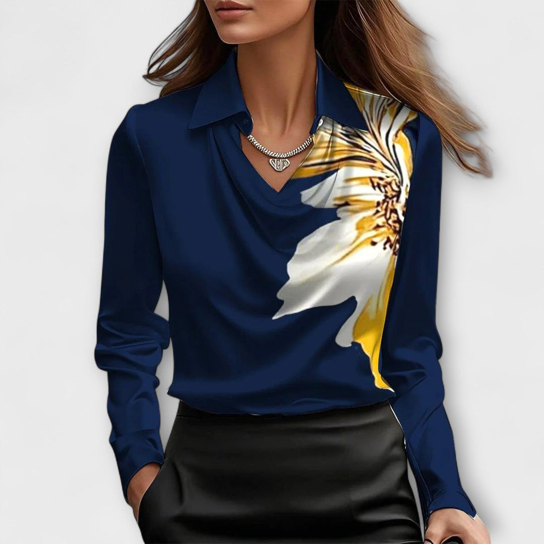 Meli - Blouse brillante à col froncé