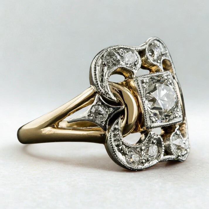 Bague en or vintage avec zircons