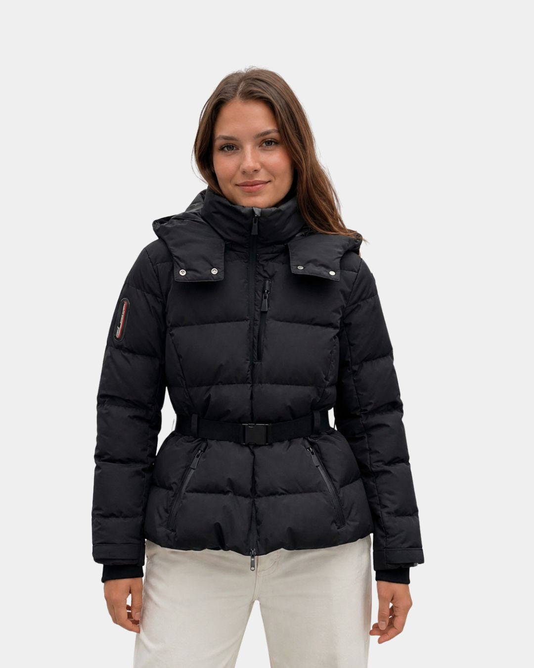 ELÉANNE | MANTEAU DOUDOUNE NOIR CEINTURÉ
