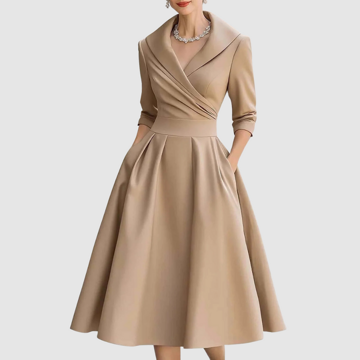 Adela | Robe midi effet portefeuille à col