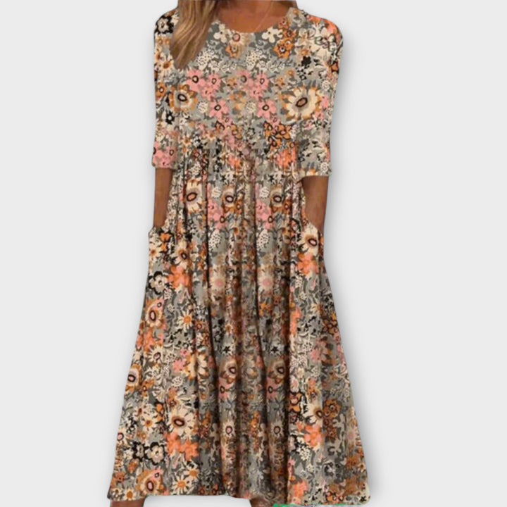 Paula - Élégante robe fleurie en tissu premium