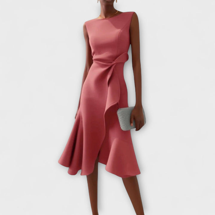 Juliette – Robe midi drapée asymétrique