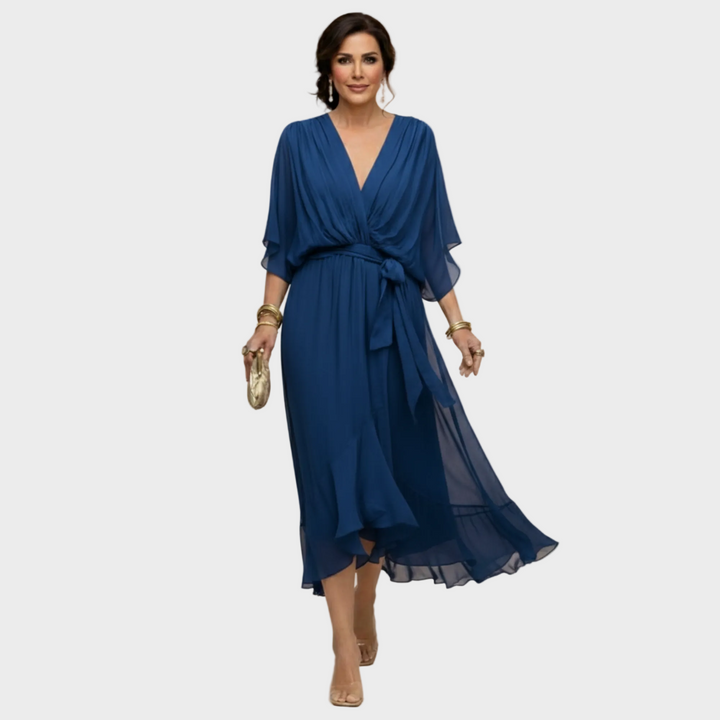 Monica | Robe en mousseline à col en V
