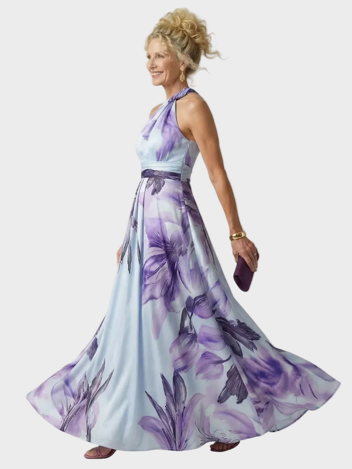 Emilia | Robe maxi à col licou et imprimé floral