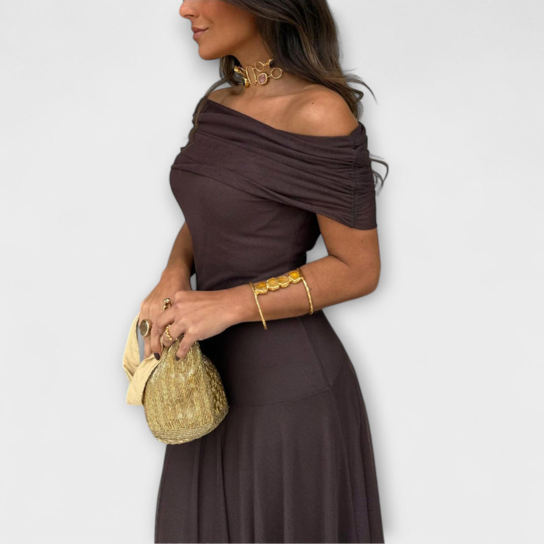 Meadow | Robe maxi en mesh Toledo à une épaule