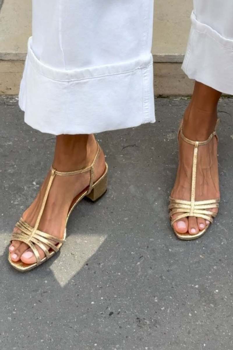Ladina | Sandales dorées à talons pour le quotidien