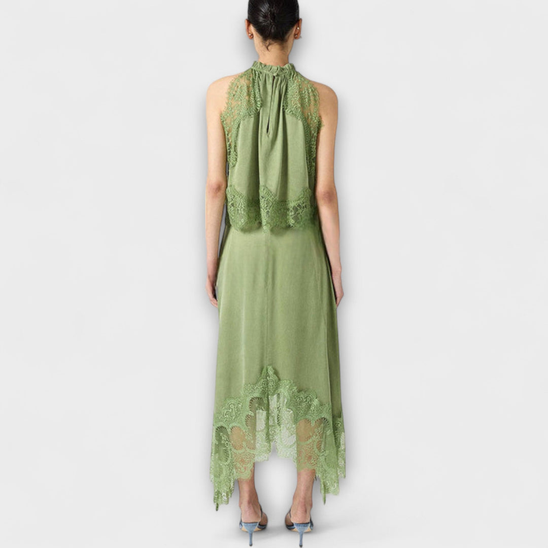 Kaia - Ensemble avec haut à finitions en dentelle et encolure plissée