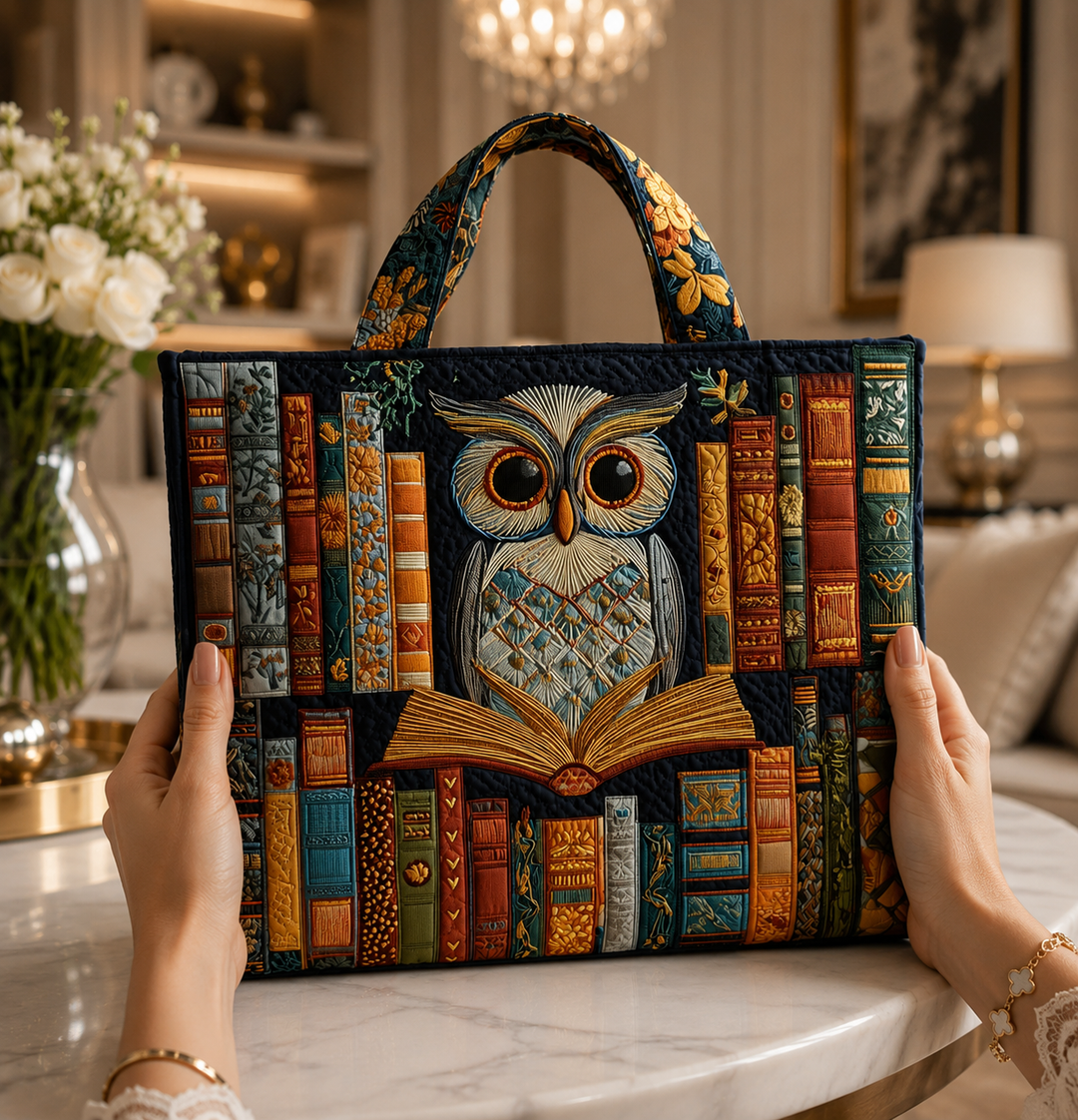 SAC MATELASSÉ | HIBOU ET VIEUX LIVRES