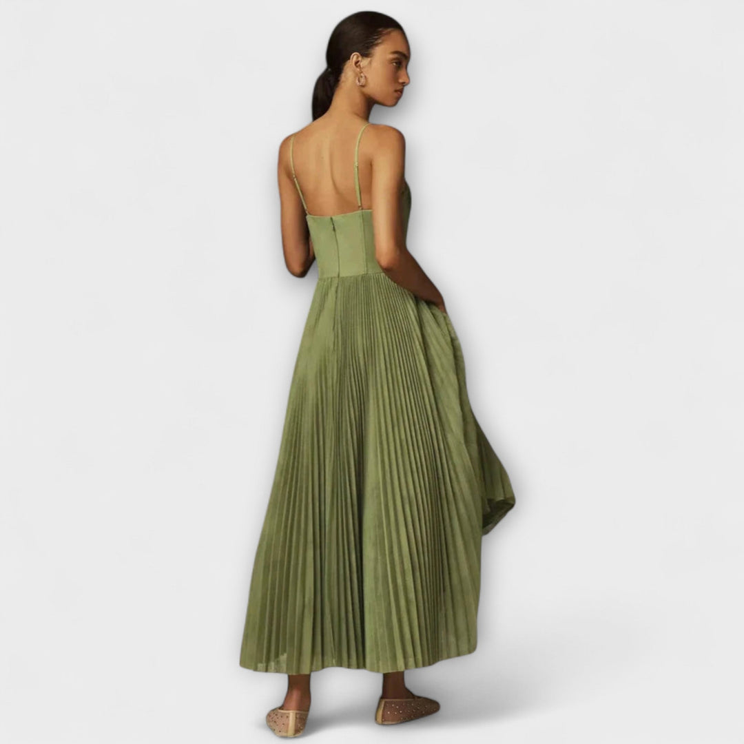 Marilyn - Robe midi en tulle à jupe plissée et design bustier