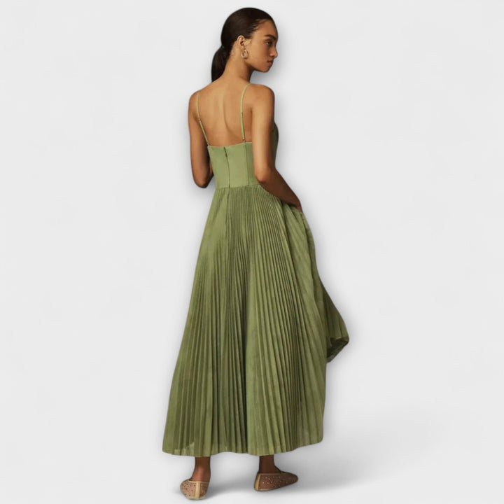 Marilyn - Robe midi en tulle à jupe plissée et design bustier