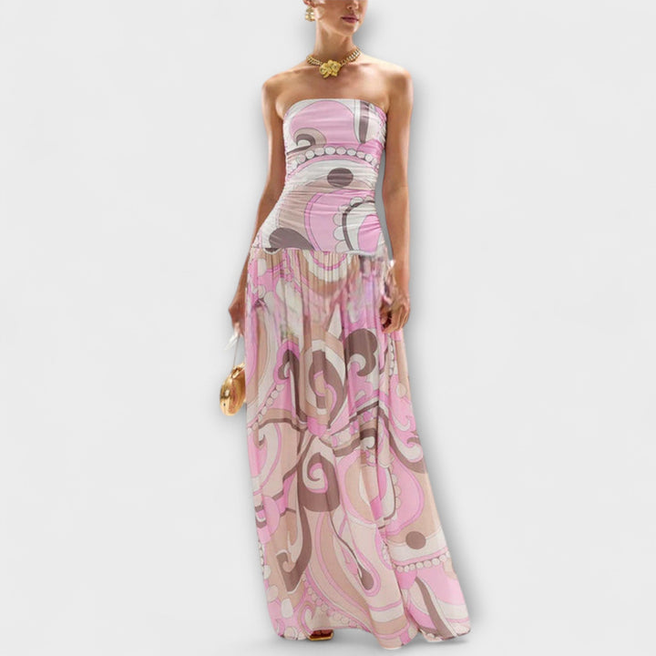 Tatum | Superbe robe maxi pastel épaules dénudées