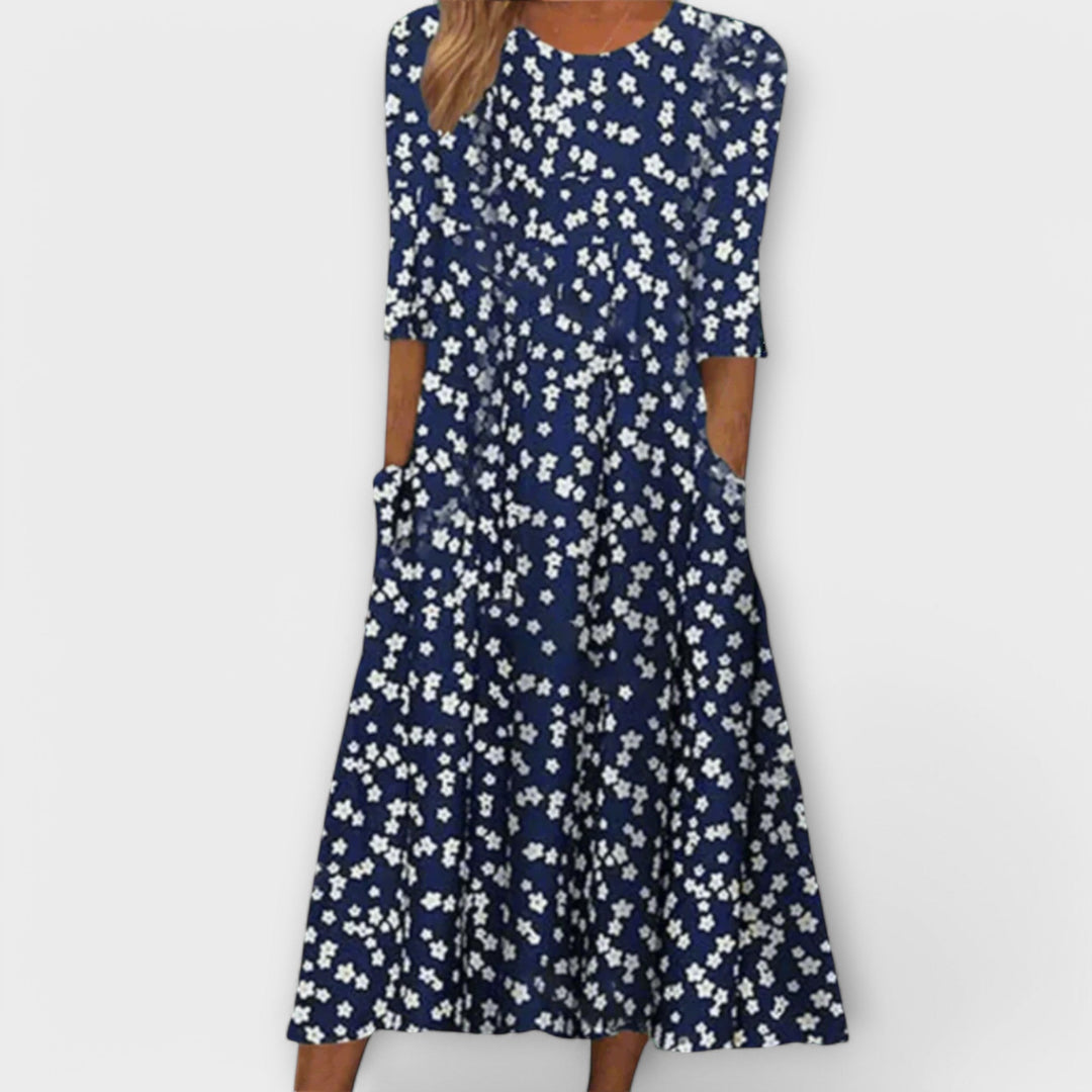 Paula - Élégante robe fleurie en tissu premium