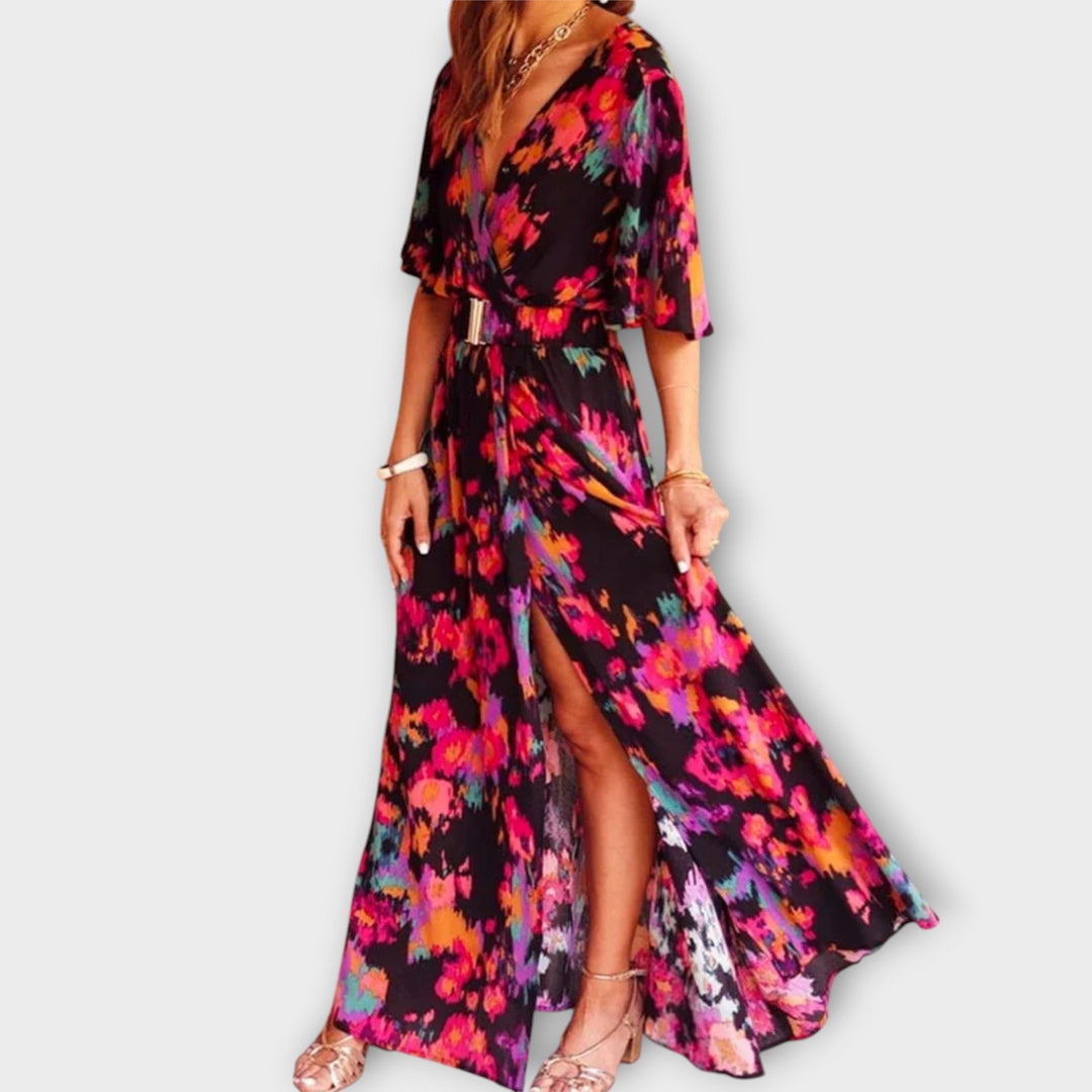 Sabine | Robe maxi portefeuille stylée au design fluide