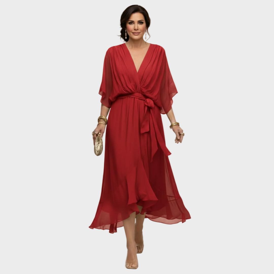 Monica | Robe en mousseline à col en V