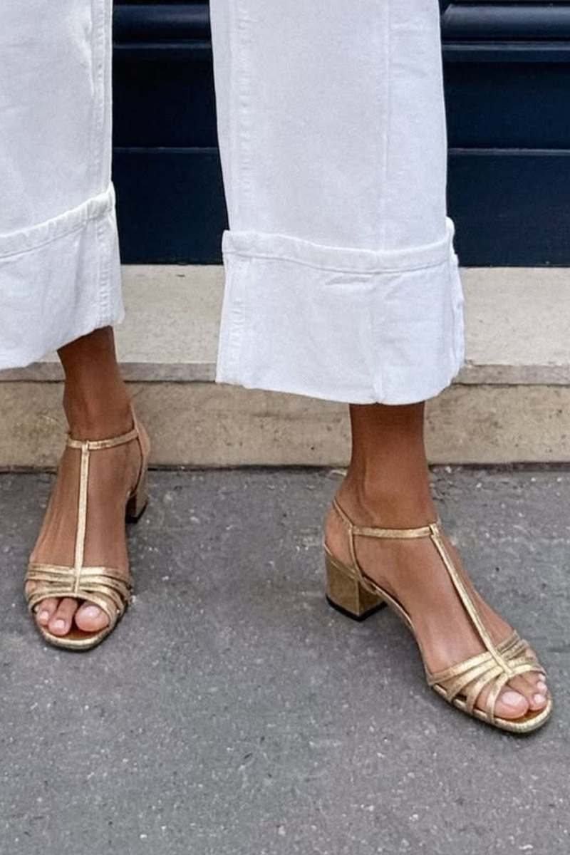 Ladina | Sandales dorées à talons pour le quotidien