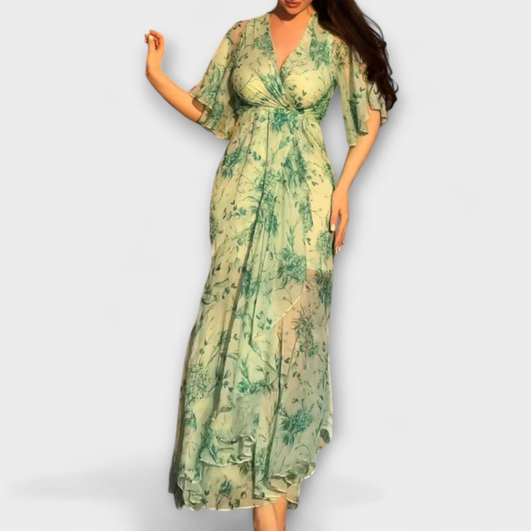 Lana - Chic robe florale à col en V