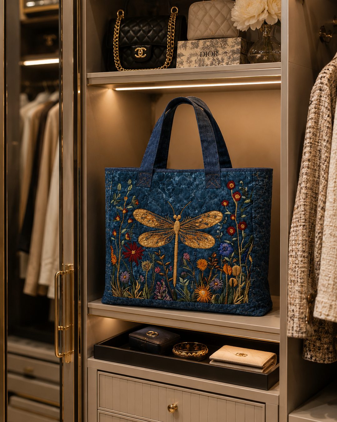 SAC MATELASSÉ | LIBELLULE DORÉE