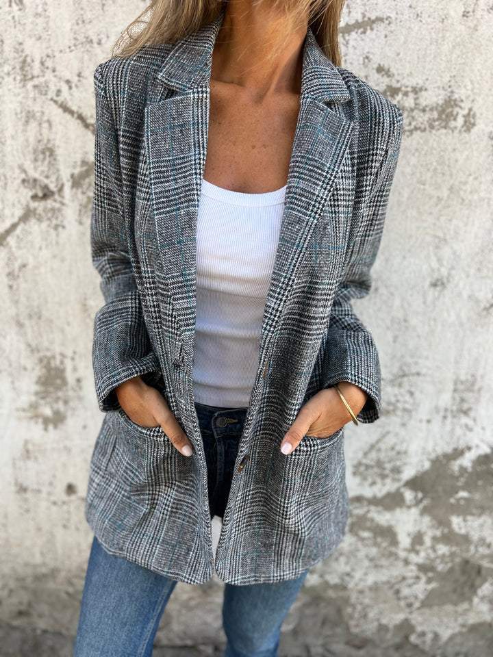 Amelia - Blazer décontracté à carreaux et à revers