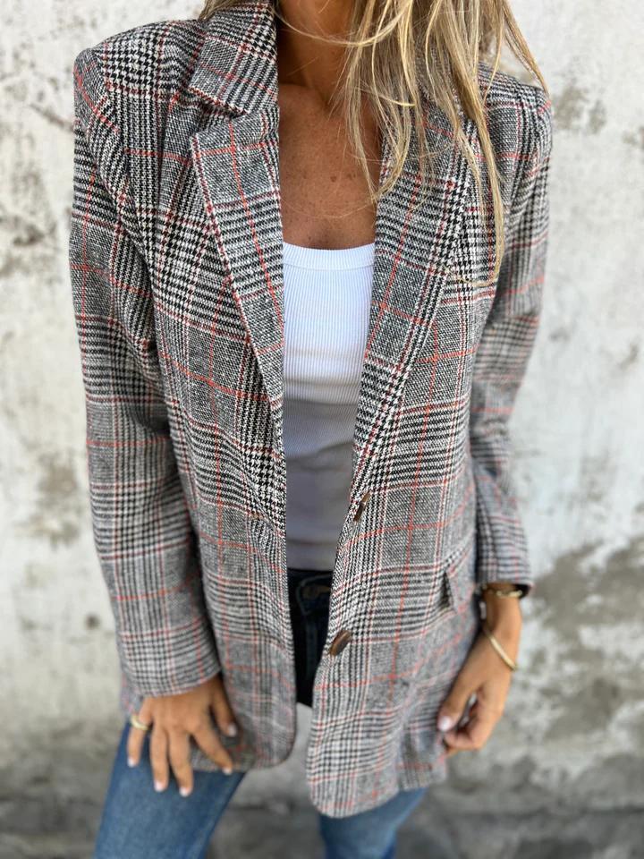 Amelia - Blazer décontracté à carreaux et à revers