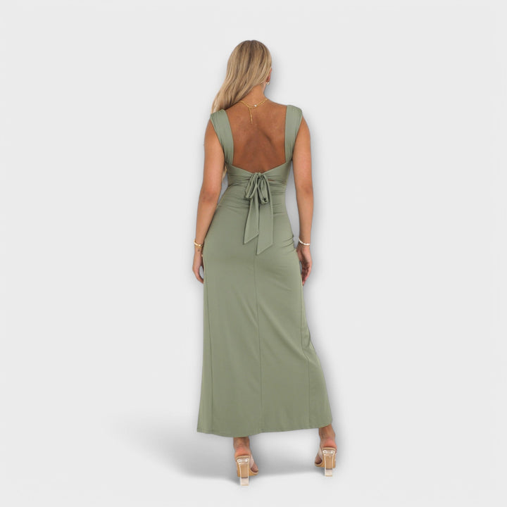 Ellie | Robe midi à laçage dans le dos