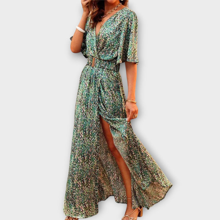 Sabine | Robe maxi portefeuille stylée au design fluide