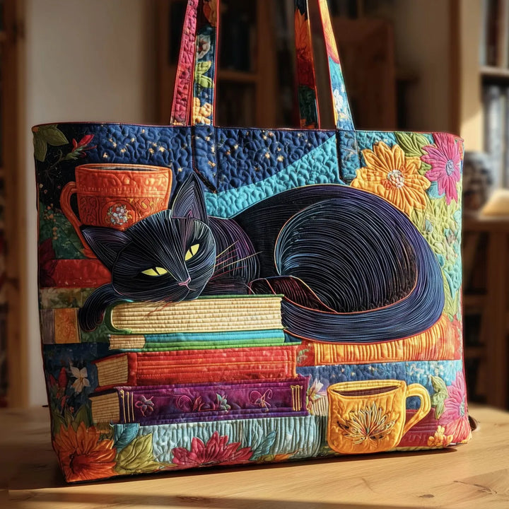 SAC MATELASSÉ | CHAT NOIR ET LIVRES