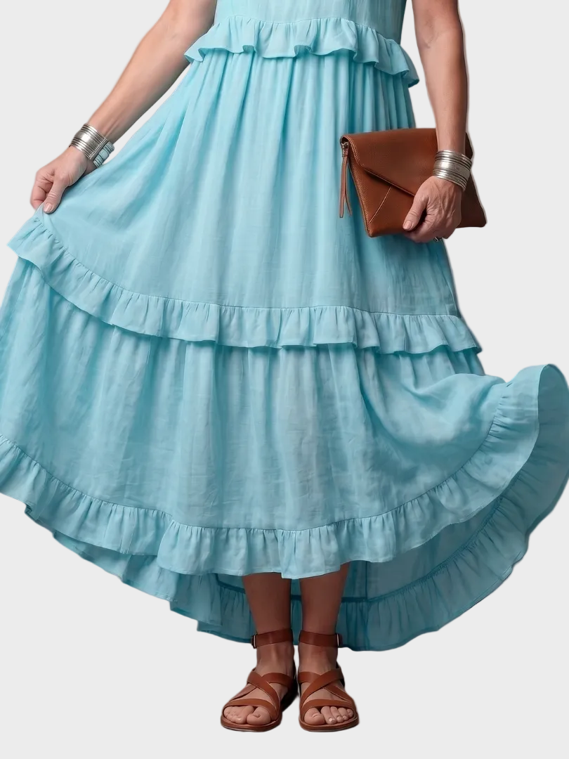 Katia | Robe maxi à col licou et volants