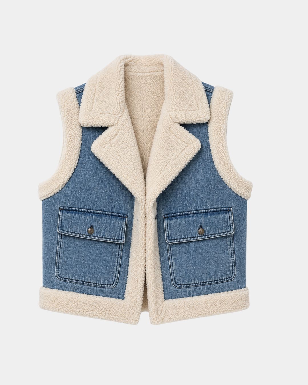 SYLIANNE | GILET EN JEAN VINTAGE FOURRÉ