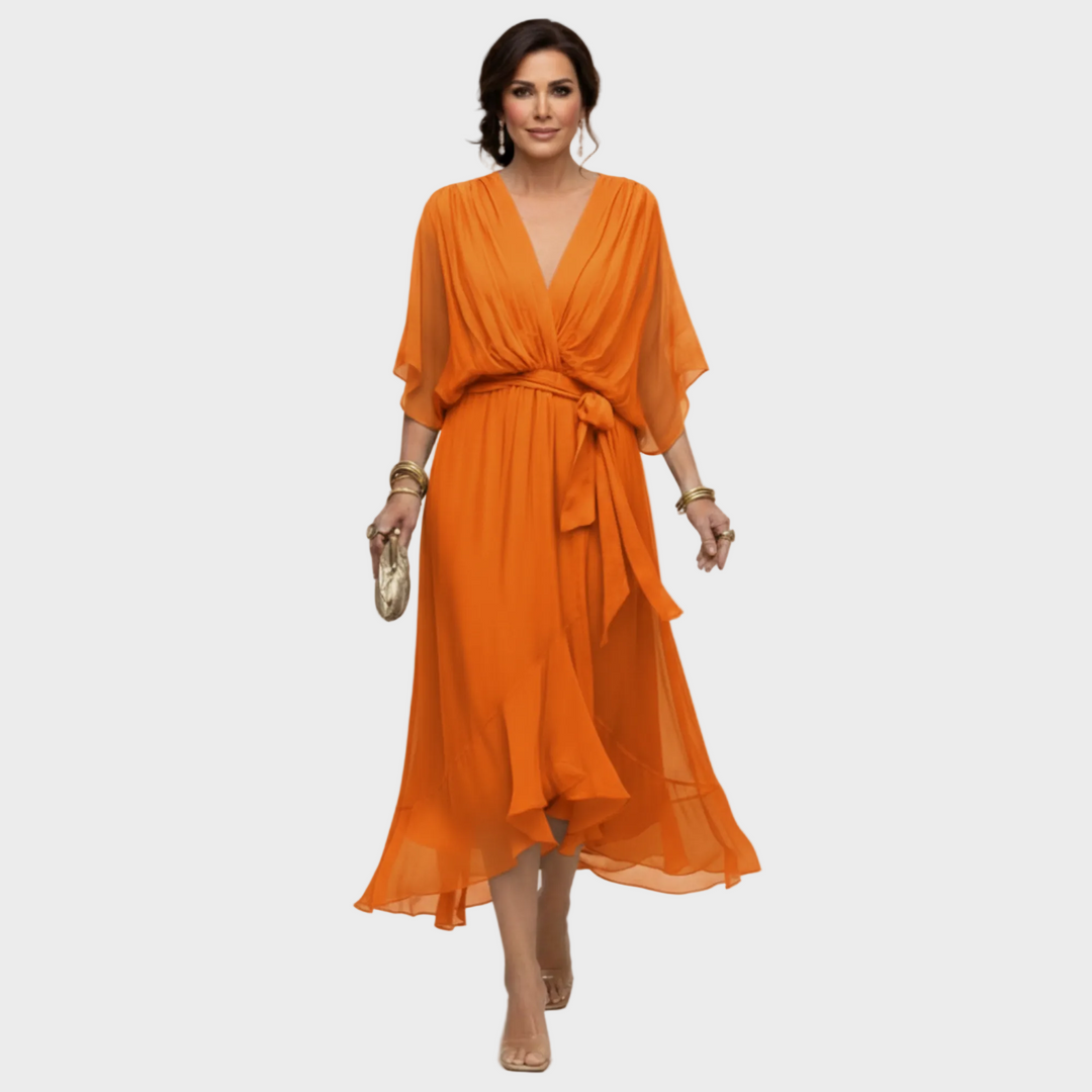 Monica | Robe en mousseline à col en V