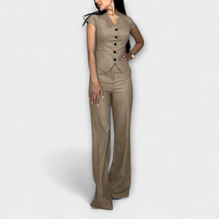 Ivy - Ensemble chic avec haut à col V et pantalon