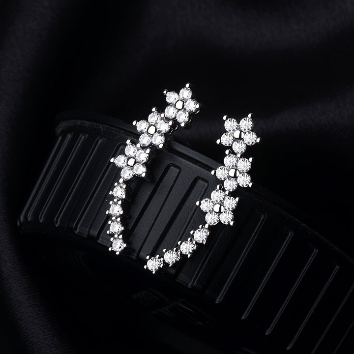 Boucles d'oreilles luxueuses à strass floraux
